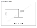 Profilo a T 60x60x8 grezzo in barre da 1 metro in ferro