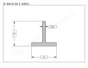 Profilo a T 70x70x9 grezzo in barre da 1 metro in ferro