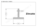Profilo a T 70x70x9 zincato in barre da 1 metro in ferro