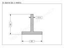 Profilo a T 80x80x10 grezzo in barre da 1 metro in ferro
