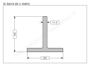 Profilo a T.100x100x11 grezzo in barre da 1 metro in ferro