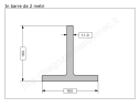 Profilo a T.100x100x11 grezzo in barre da 2 metri in ferro