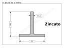 Profilo a T.100x100x11 zincato in barre da 1 metro in ferro