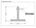 Profilo a T.100x100x11 zincato in barre da 2 metri in ferro