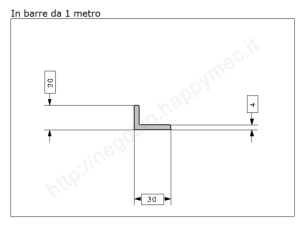 Profilo L grezzo 30x20x4 in barre da 1 metro in ferro