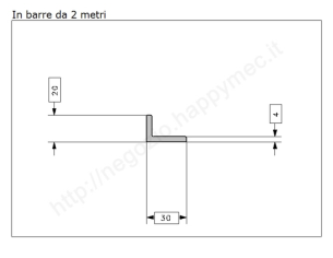 Profilo L grezzo 30x20x4 in barre da 2 metri in ferro