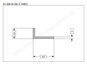 Profilo L grezzo 60x30x5 in barre da 3 metri in ferro