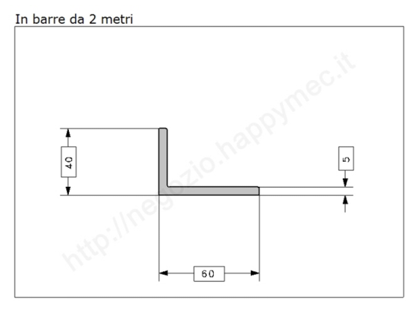 Profilo L grezzo 60x40x5 in barre da 2 metri in ferro