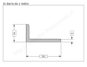 Profilo L grezzo.100x50x8 in barre da 1 metro in ferro