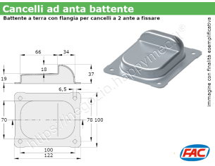 Battente a terra zincato piccolo per cancelli a 2 ante
