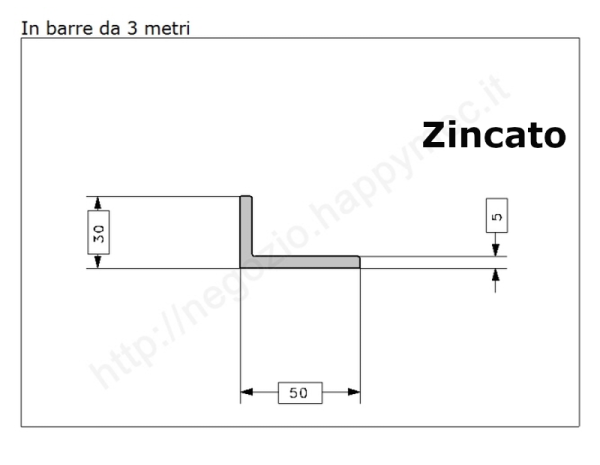 Profilo L zincato 50x30x5 in barre da 3 metri in ferro