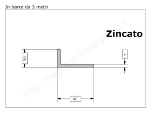 Profilo L zincato 60x30x5 in barre da 2 metri in ferro
