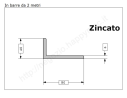 Profilo L zincato 80x40x6 in barre da 2 metri in ferro