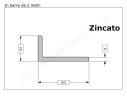 Profilo L zincato.100x50x8 in barre da 2 metri in ferro