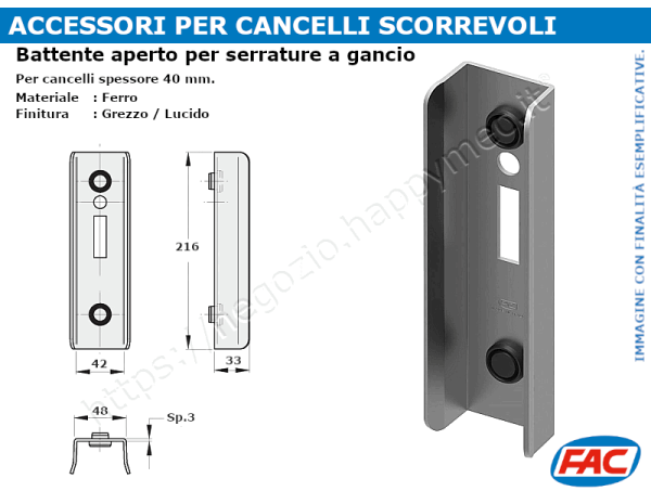 Battente aperto per serrature a gancio, Q.40 accessori