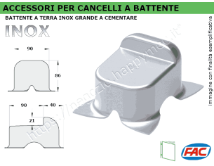 Battente centrale grande inox a cementare per cancelli a 2 ante