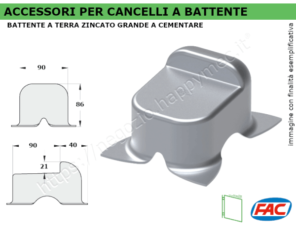 Battente centrale grande zincato a cementare per cancelli
