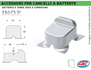 Battente centrale piccolo inox a cementare per cancelli
