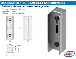 Battente chiuso per serrature a gancio, Q.40 VA4202.040