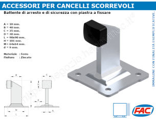 Battente d'arresto piccolo H.101 zinc.a fissare - accessori