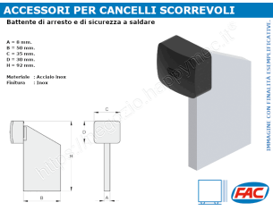 Battente d'arresto piccolo H.92 inox a saldare - accessori