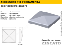 Cappello quadro zincato 200x200 mm.bordato