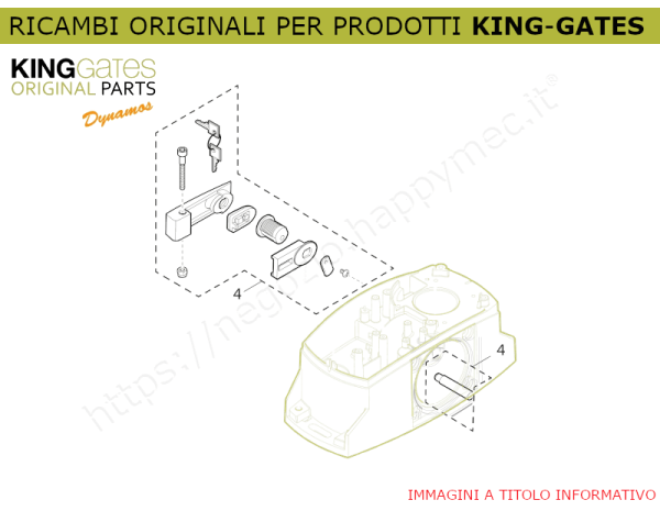 4) Ricambio KINGgates - Maniglia di sblocco per DYNAMOS 24-400