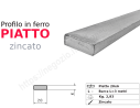 Profilo piatto zincato 20x 6 in barre da 3 metri in ferro