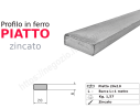 Profilo piatto zincato 20x10 in barre da 1 metro in ferro