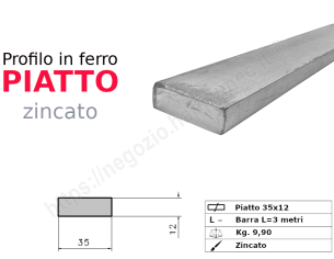 Profilo piatto zincato 35x12 in barre da 3 metri in ferro