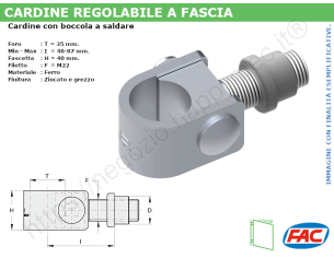Cardine a fascia zincato con boccola M22 a saldare - accessori