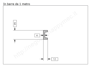 Profilo speciale ad "U" 25x12x4 in ferro grezzo da 1 metro