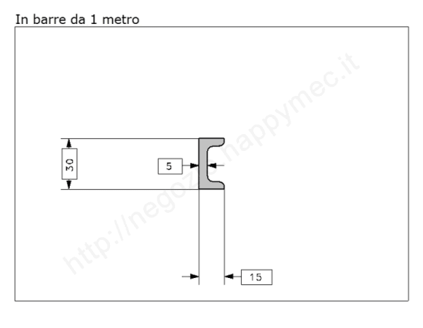 Profilo speciale ad "U" 30x15x5 in ferro grezzo da 1 metro