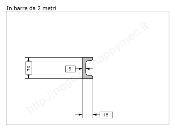 Profilo speciale ad "U" 30x15x5 in ferro grezzo da 2 metri