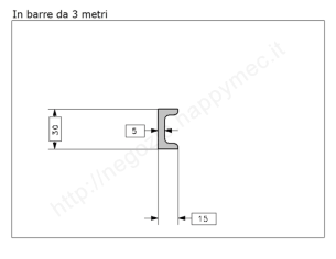 Profilo speciale ad "U" 30x15x5 in ferro grezzo da 3 metri