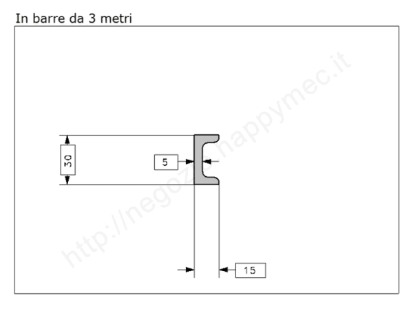 Profilo speciale ad "U" 30x15x5 in ferro grezzo da 3 metri