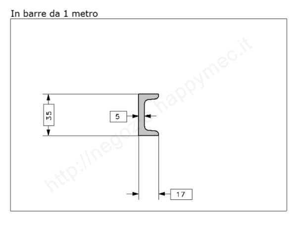 Profilo speciale ad "U" 35x17x5 in ferro grezzo da 1 metro