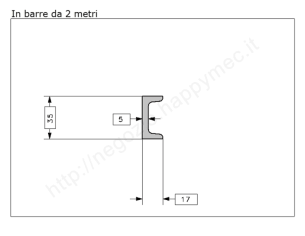 Profilo speciale ad "U" 35x17x5 in ferro grezzo da 2 metri