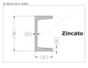 Profilo UPN 100x50 barra in ferro zincato da 2 metri in ferro