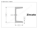 Profilo UPN 100x50 barra in ferro zincato da 3 metri in ferro