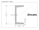 Profilo UPN 120x55 barra in ferro zincato da 1 metro in ferro
