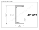 Profilo UPN 120x55 barra in ferro zincato da 2 metri in ferro