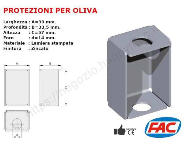 Protezione zincata per oliva mis.d.30x40 accessori per cancello