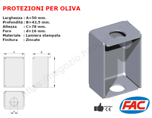Protezione zincata per oliva mis.d.40x60 accessori per cancello