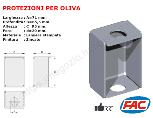 Protezione zincata per oliva mis.d.60x60 accessori per cancello