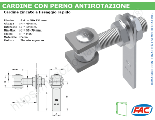 Cardine alettato M20 zinc. con fissaggio rapido - accessori