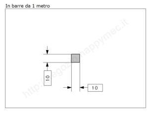 Quadro pieno 10mm.grezzo in barre da 1 metro in ferro