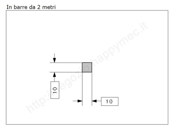 Quadro pieno 10mm.grezzo in barre da 2 metri in ferro