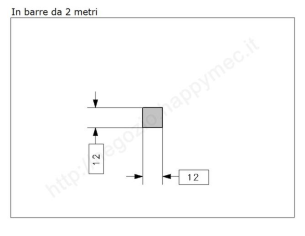 Quadro pieno 12mm.grezzo in barre da 2 metri in ferro