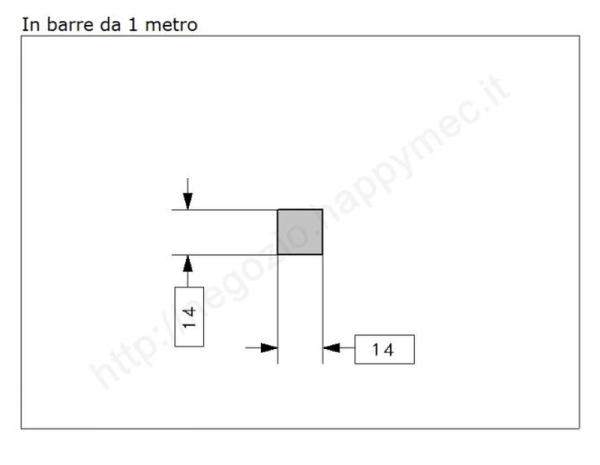 Quadro pieno 14mm.grezzo in barre da 1 metro in ferro